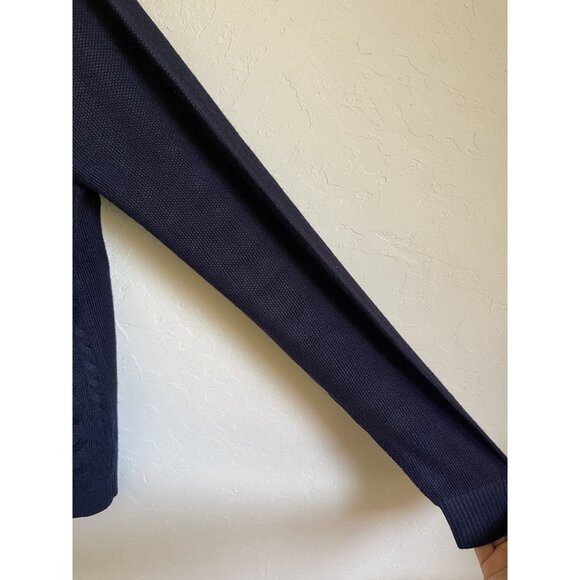 Murano Navy Blue Shawl Collar Pullover Fisherman Sweater Size XL Merino Wool Ble - Picture 5 of 7